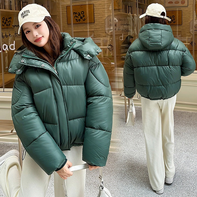 Elegant Fluffy Hooded Cotton Jacket Puffer Jacket Coat Warm Commute