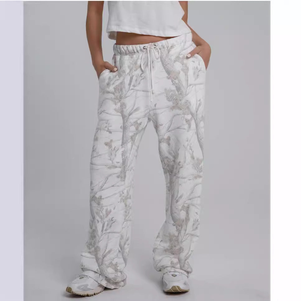 2025 Autumn Winter Two Piece Sets Women Camouflage Hoodie Maple Leaf Print Sweatshirt Suit Sports Hoodie Sportswear