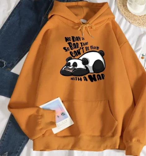 Women's Casual Loose Panda Fleece Hoodie Sweater