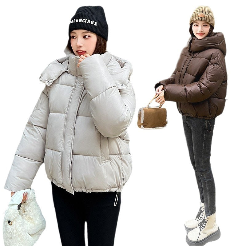 Elegant Fluffy Hooded Cotton Jacket Puffer Jacket Coat Warm Commute