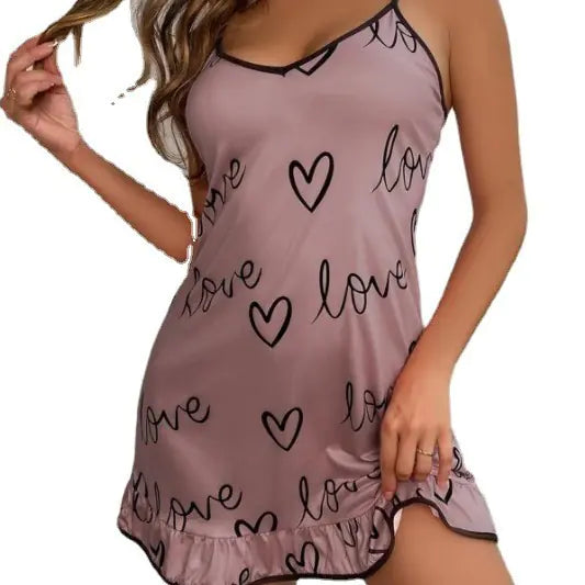 Fashionable Women's Sleeveless Pajama Set with Ruffles
