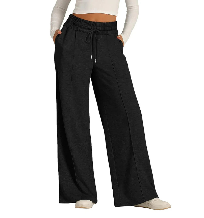 Women's High Waist Wide Leg Sweatpants, Mid-Line, Sports Casual Jogger Pants