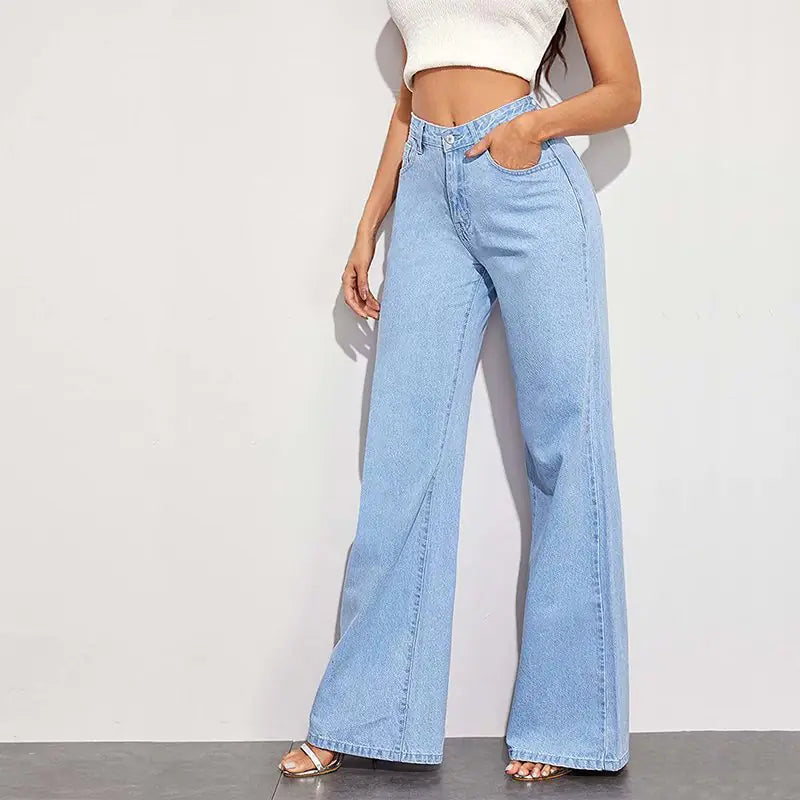 High-Waisted Wide-Leg Denim Pants for Women Summer 2024