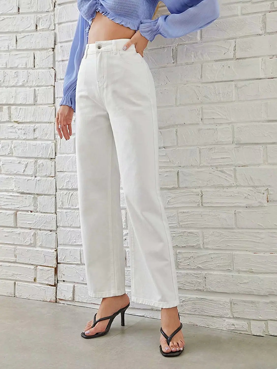 High-Waisted Wide-Leg Denim Pants for Women Summer 2024