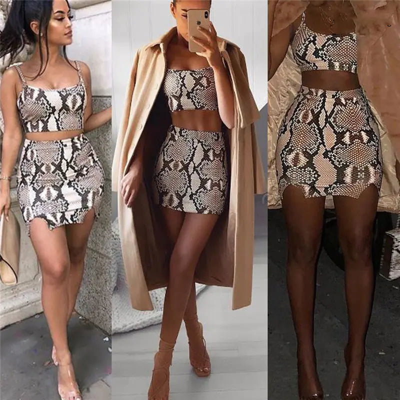 Snake Print Fashion Two-Piece Set