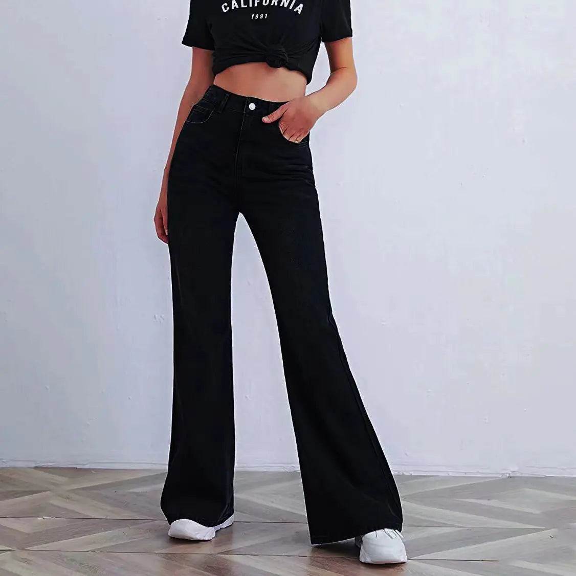 High-Waisted Wide-Leg Denim Pants for Women Summer 2024