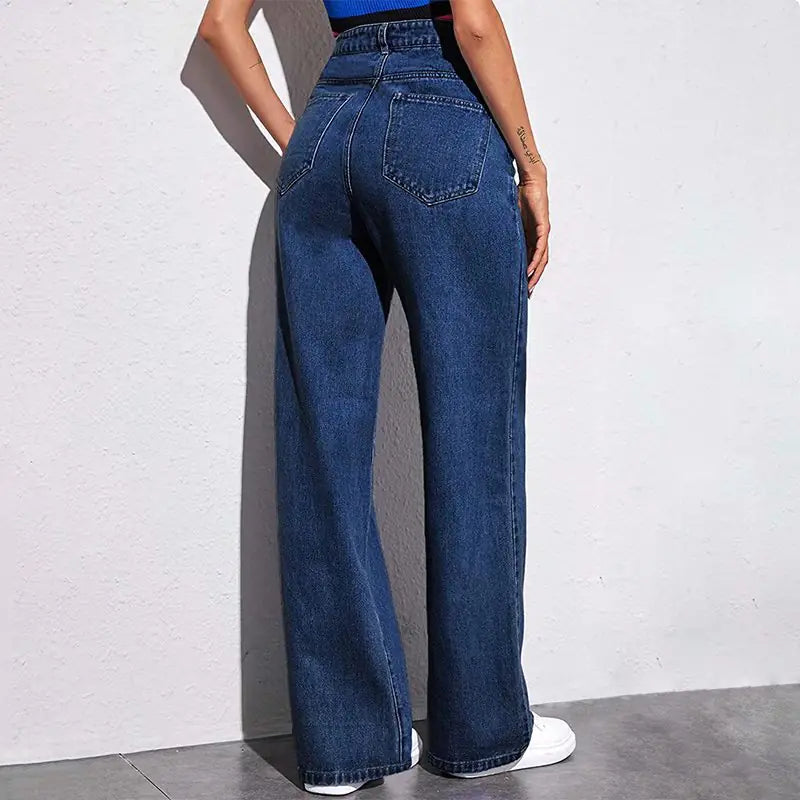 High-Waisted Wide-Leg Denim Pants for Women Summer 2024