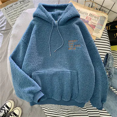 Thick Lamb Fleece Hoodie for Women - Korean Style