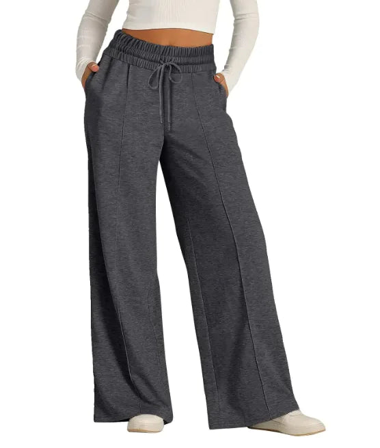 Women's High Waist Wide Leg Sweatpants, Mid-Line, Sports Casual Jogger Pants
