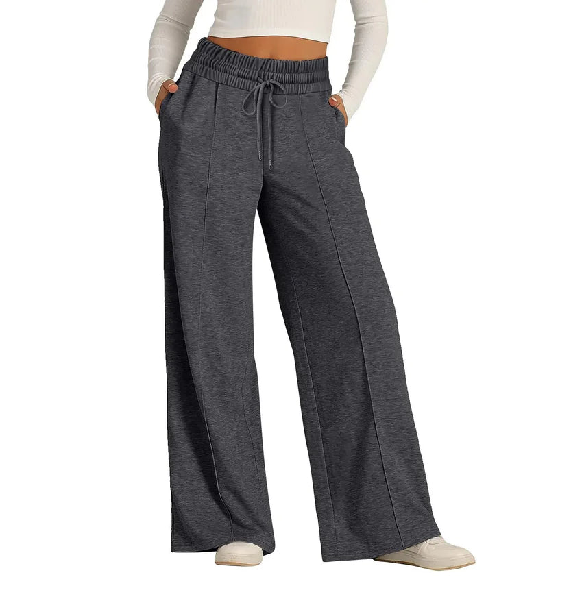 Women's High Waist Wide Leg Sweatpants, Mid-Line, Sports Casual Jogger Pants