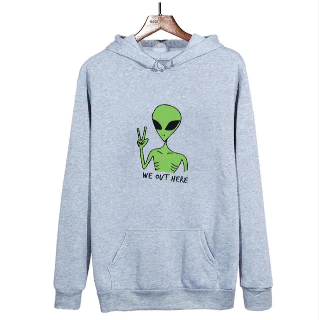 Alien WE OUT HERE Print Oversized Hoodie for Women