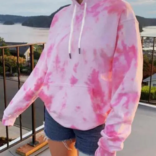 Oversized Tie Dye Rainbow Hoodie for Women