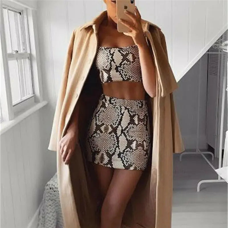 Snake Print Fashion Two-Piece Set