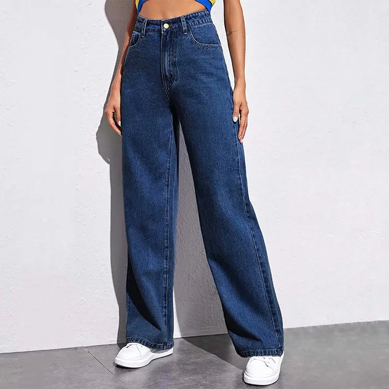 High-Waisted Wide-Leg Denim Pants for Women Summer 2024