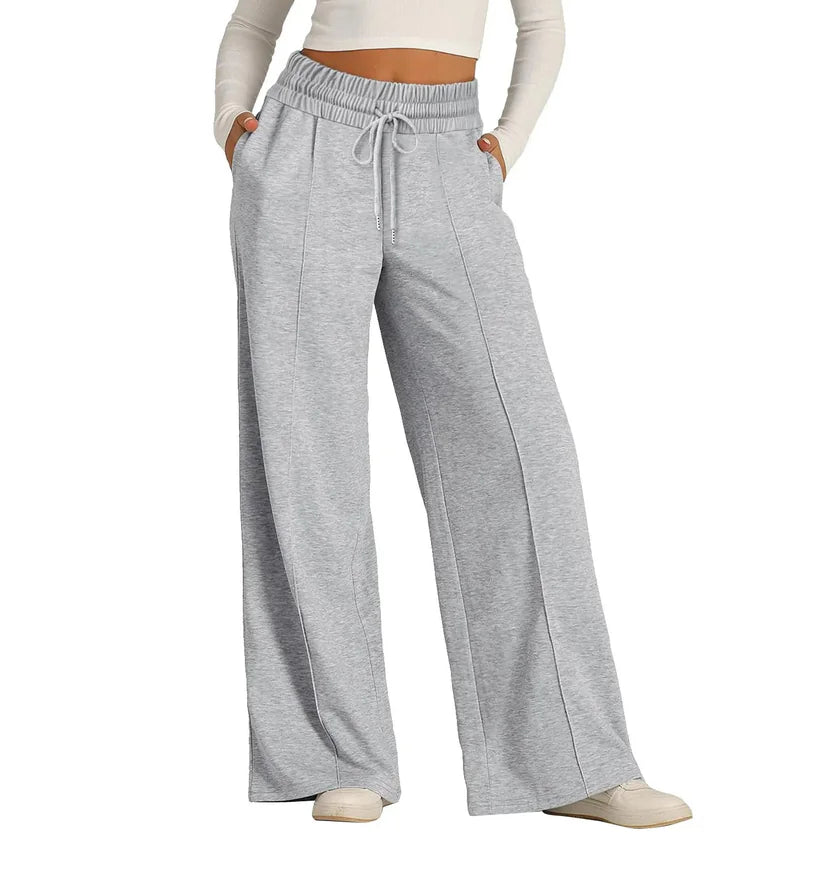 Women's High Waist Wide Leg Sweatpants, Mid-Line, Sports Casual Jogger Pants