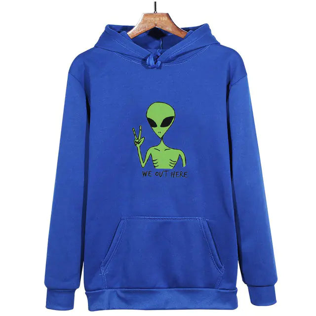Alien WE OUT HERE Print Oversized Hoodie for Women