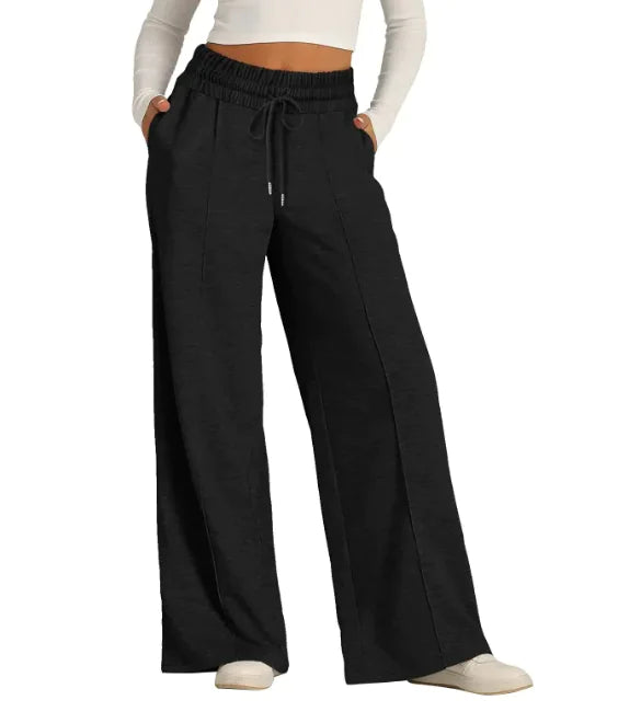 Women's High Waist Wide Leg Sweatpants, Mid-Line, Sports Casual Jogger Pants